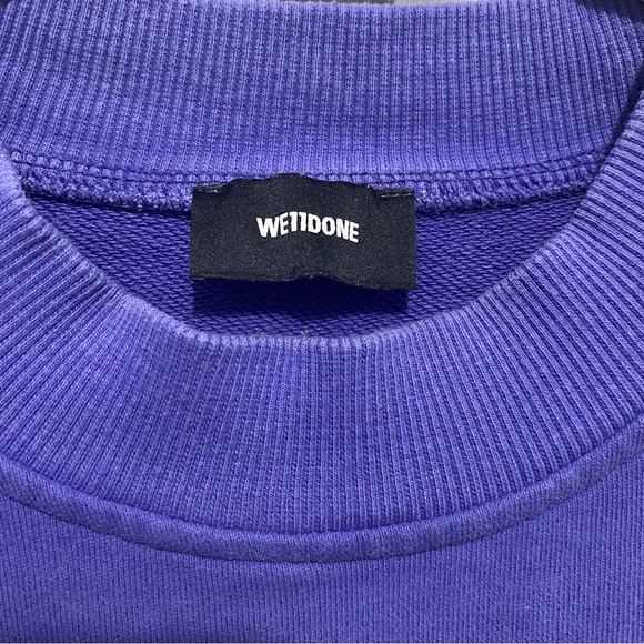 We11done Purple Iridescent Logo Crew Neck Boxy Sweater Pullover Size Small - Picture 7 of 9